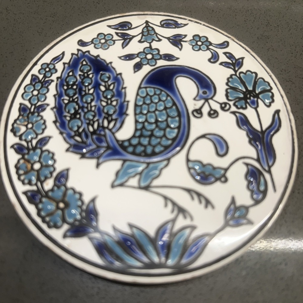 Peacock 3.25" Trivet/coaster Handmade in Greece